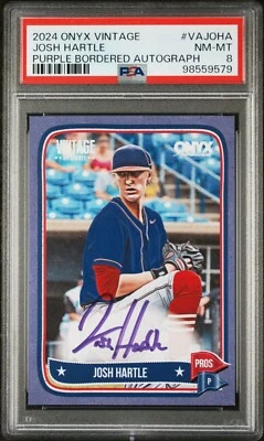 2024 Onyx Vintage AUTO Púrpura 9/10 Josh Hartle Guardianes Wake Forest PSA 8 Foto 1 de 2