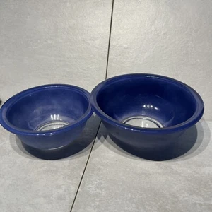 Vintage Pyrex Blue Clear Bottom Mixing Bowls, Set Of 2 (322 & 323) (1L & 5L) - Picture 1 of 10