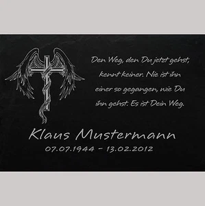 GRABPLATTE Grabmal Grabschmuck Grabstein 034►Gravur Inschrift + Motiv 20 x 15 cm - Bild 1 von 8