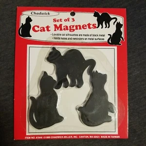 Vtg 1989 NOS NEW Refrigerator Magnets Metal Black Cat Silhouette Shadow Chadwick - Picture 1 of 5
