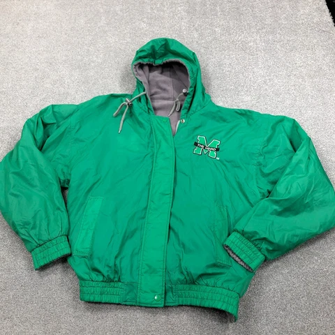 Vintage Marshall Thundering Herd Jacket Men Large Reversible Windbreaker Coat Cover