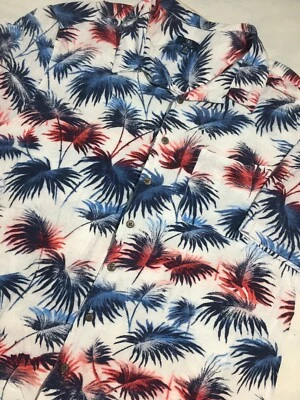 George White Coconut Hawaii Hawaiian Island Floral Overprint Button Shirt XXL - Image 1 of 4