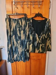 JONES NY Women's 2 Pc SUIT Skirt & Embellished Top Stretchable Lined Size 1X - Picture 1 of 15