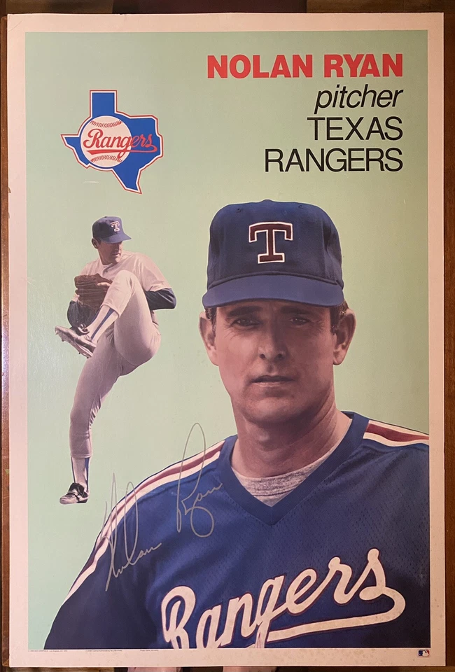 NOLAN RYAN Texas Rangers 1980 US MLB PROMO Cardboard AUTOGRAPHED POSTER Signed - Image 1 of 4