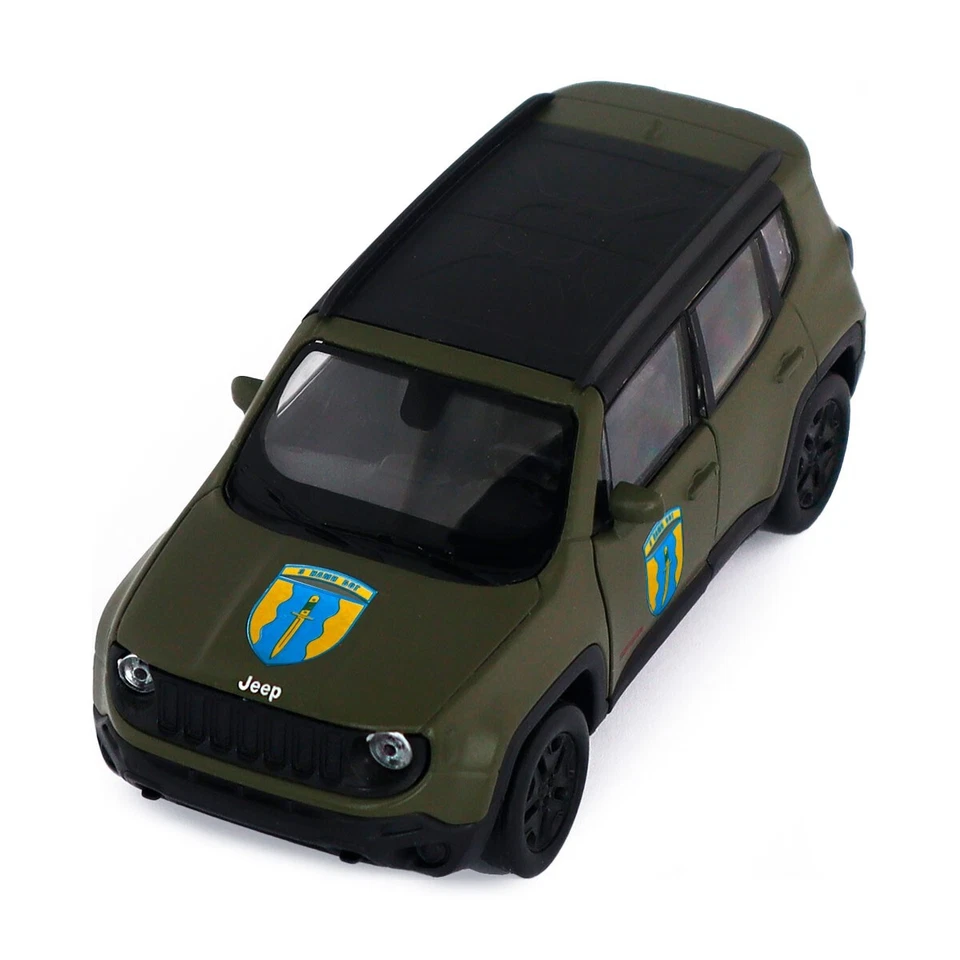 JEEP RENEGADE TRAILHAWK – UKRAINE WAR 'AIDAR' BRIGADE TOY CAR MODEL (1:40 SCALE) - Image 1 of 4