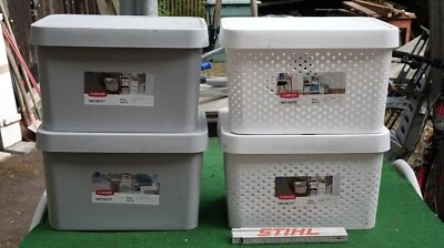 4x Aufbewahrungsbox Deckelbox Aufbewahrungs Kunststoff Behälter Box mit Deckel - Bild 1 von 4