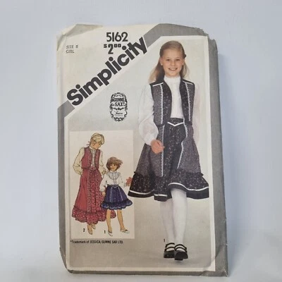 Vtg Gunne Sax Pattern Simplicity 5162 Praire Cottagecore Skirt Vest Blouse Sz 8 - Image 1 of 3