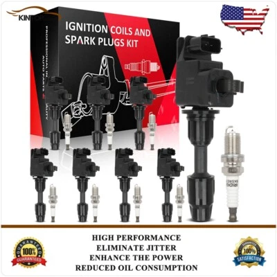 8 Ignition Coils & Iridium Spark Plugs Kit For Infiniti Q45 1999 2000 4.1L V8 Foto 1 de 4