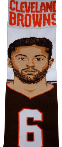 NEW! Baker Mayfield Selfie #6 Cleveland Browns NFL Large Crew Socks Fits 10-13 Cover