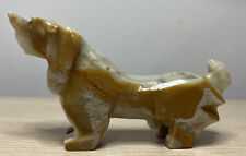 Vintage Orange Onyx Stone Basset Hound Dog Figurine Marbled Face Hand Carved Dog