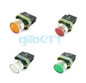 22mm 24V Normal Open Momentary Colors Flush Pushbutton With Pilot Light Lamp - Picture 1 of 17