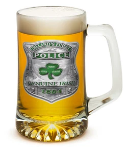 POLICE DEPT.- IRELAND'S FINEST - 25 OZ LARGE TANKARD BEER GLASS - Picture 1 of 1