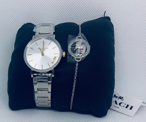 OROLOGIO E BRACCIALE COACH PERRY 14000064 ACCIAIO INOX 28 MM SET REGALO NUOVO