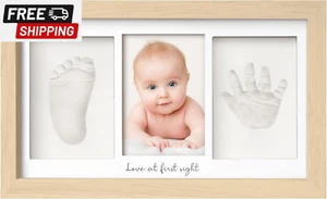 Baby Hand and Footprint Kit - Clay Handprint Keepsake Frame, Newborn Nursery Pic - Picture 1 of 9