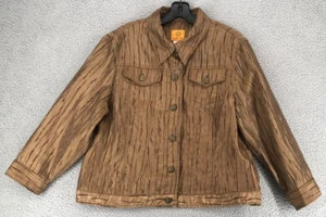 Ruby Rd Jacket Women Size 16 Long Sleeve Brown Crinkle - Picture 1 of 11