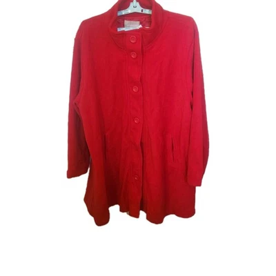 Abrigo columpio polar cuello embudo rojo talla grande para mujer 30/32 3X Foto 1 de 3