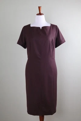TALBOTS Plus NWT $159 Woven in Italy Wool Wide Neck Sheath Dress Size 14W - Image 1 of 4