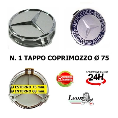 N. 1 pz. Tappo Coprimozzo Ø 75 mm. per MERCEDES borchie ruote cerchi coppette - Immagine 1 di 2