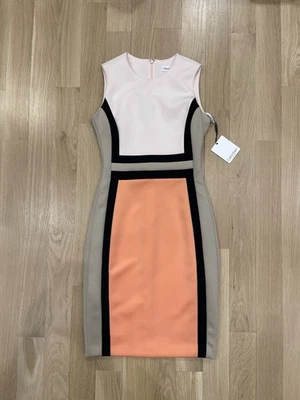 Calvin Klein Sheath Dress Women's Size 2 Geometric Sleeveless MSRP $89.98 - Image 1 of 4
