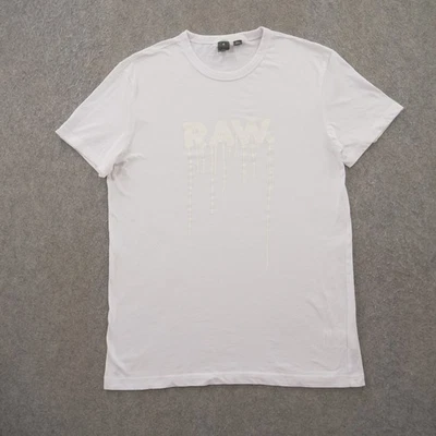 Camisa G Star Raw Para Hombre Grande Blanca Estampado Gráfico Cuello Redondo Manga Corta Logo Foto 1 de 4