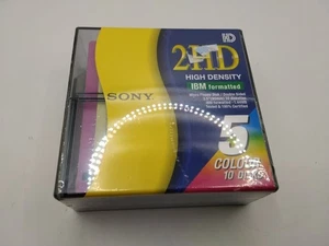 Sony 2HD 3.5” Diskettes 1.44MB 5 Colors 10 Pack IBM Formatted Micro Floppy New - Bild 1 von 3