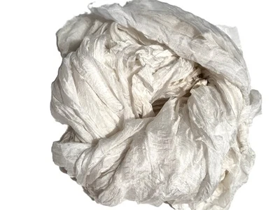 Tariff FREE 2 inch Wide Recycled Sari chiffon Silk Ribbon Yarn 10 yards White - Image 1 of 4