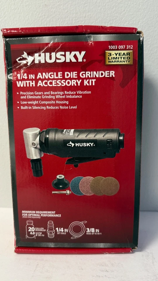 Husky 1/4 дюйма угловая шлифовальная машина с комплектом аксессуаров - черная 1003 097 312 #H4230C - Изображение 1 из 4