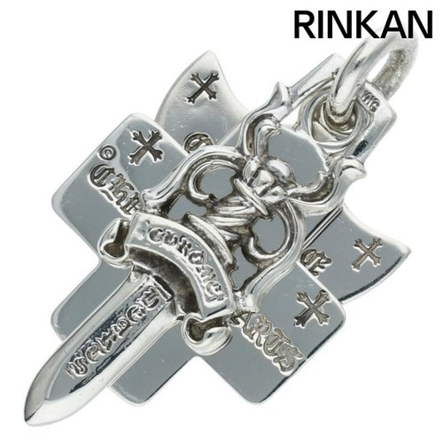 CHROME HEARTS Collana Top Cuori Cromati 3 Ninnoli Tre Tringioli Ciondolo Argento Uomo Us