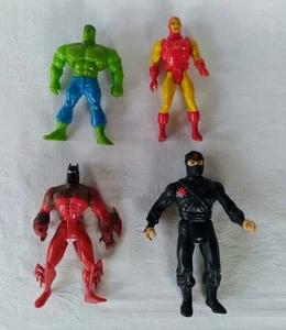 Mix Lot 4 Retro Action Figure Hulk Ironman Red Batman Norris Karate Black Ninja - Picture 1 of 14