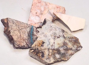 4 pc Lapidary Lot – Prism Mine Amethyst, Brecciated Agate, Chrysocolla in Matrix - Picture 1 of 10