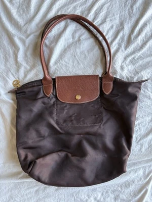Bolsa tote/satchel Longchamp Le Pliage pequena superior alça longa marrom - Imagem 1 de 4