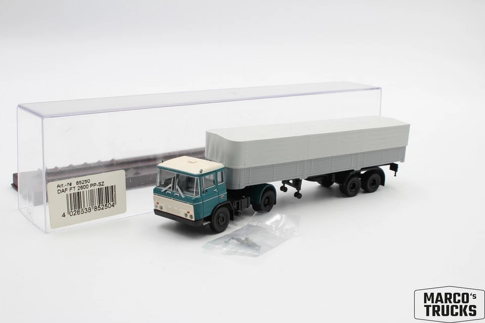 Brekina DAF FT 2600 flatbed/curtain-sider semi-trailer No. 85250 1:87 /BR805 - Image 1 of 1