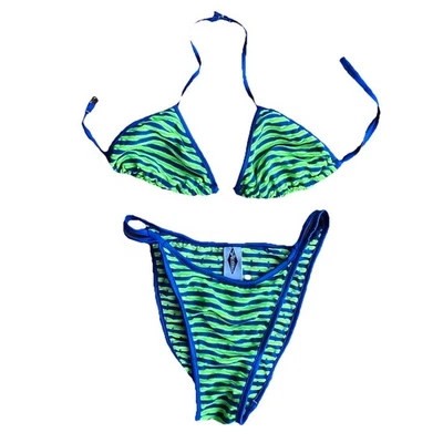 复古 90 年代高腰 Cheeky 泳装女式 7/8 适合中小型美国 — 第 1/4 张图片