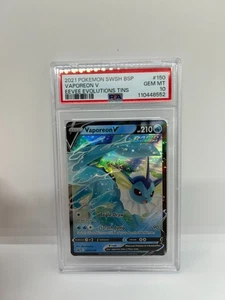 PSA 10 VAPOREON V SWSH150 Pokemon #150 Black Star Promo Eevee Evolutions Tins - Picture 1 of 1