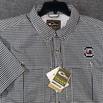 South Carolina Gamecocks NCAA Drake Mens Plaid Vented Wingshooter Shirt XL NEW - Image 1 of 4