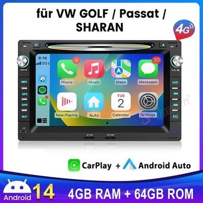 DVD Android14 4+64G Für VW Polo 9N Golf 4 Passat B5 T5 Carplay Autoradio GPS RDS - Bild 1 von 4