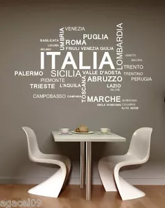 ITALIA LINGUA ITALIANA WALL CITAZIONE VINILE DECORAZIONE STICKER DECAL STENCIL MURALE - Foto 1 di 2