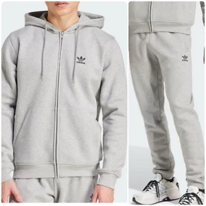 Adidas Tracksuit Men Original Trefoil Fleece and Jogger Grey S M L XL 2XL - Picture 1 of 9