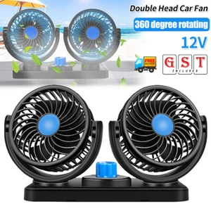 12V 360Rotatable Mini Car Air Cooling Cooler Dual Head Fan Adjustable Truck AU - Picture 1 of 14