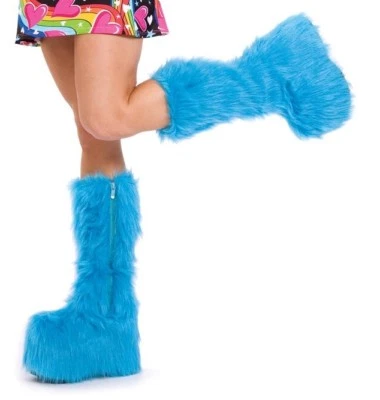 5" Piel Azul Yeti EDC Raver Niña Plataforma Mujer GoGo Halloween Botas de Rodilla Cubierta Foto 1 de 3