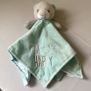 Baby Starter Lovey Teddybär blau grau Sicherheitsdecke Be Happy Satin NuNu - Bild 1 von 7