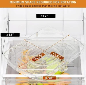 Pack Of 2 Lazy Susan Turntable Organizer for Refrigerator 360° Rotate Fridge - Picture 1 of 9