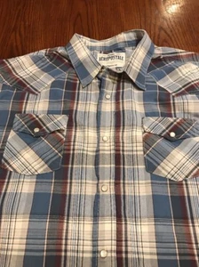 AEROPASTALE Blue Plaid Pearl Snap Long Sleeve Western Shirt Sz XL (H2) - Picture 1 of 11