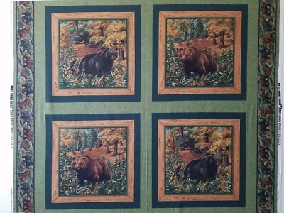 VTG ~ VIP Cranston ~ Bear Pillow Panel ~ OOP ~ cotton ~ forest wildlife ~ NEW - Image 1 of 4