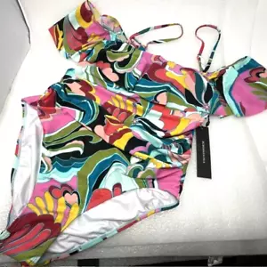 BCBGMAXAZRIA Odyssey Multi Women 1 Piece Swimsuit Off The Shoulder Tummy Control - Picture 1 of 7