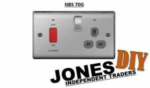 INTERRUPTOR DE COCINA BG NEXUS 45A DP CON ENCHUFE ACERO CEPILLADO NBS70G ÚNICO NBS70G - Imagen 1 de 1