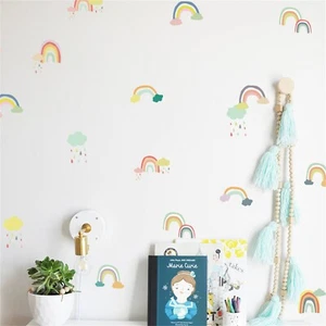 24 Piezas Pegatinas de Pared Arco Iris Nube Gotas de Lluvia Calcomanías Niños Habitación Guardería Decoración - Imagen 1 de 4