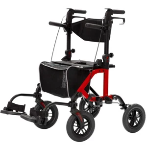 10” Deluxe ELENKER Rollator Walker 2 in 1 Medical Aid Wheelchair Transport Chair - Picture 1 of 6
