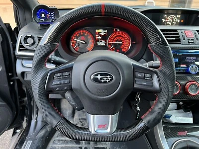 2015-2021 SUBARU WRX STI CARBON FIBRE /LEATHER STEERING WHEEL - Image 1 of 4
