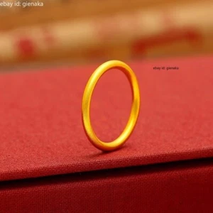 Pure 999 24K Yellow Gold Lucky Circle Ring Men Women Band US Size 4/5/6/7/8/9/10 - Picture 1 of 13